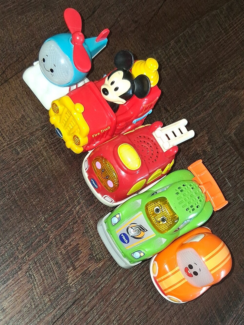 Mickey Mouse Red Fire Truck Toy Car with Assorted Color Vehicles
